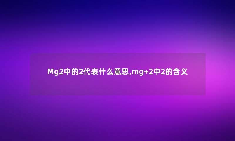 Mg2中的2代表什么意思,mg+2中2的含义