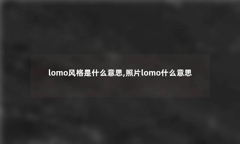 lomo风格是什么意思,照片lomo什么意思