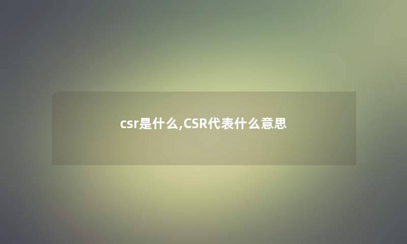 csr是什么,CSR代表什么意思