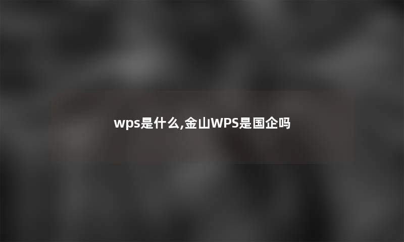 wps是什么,金山WPS是国企吗