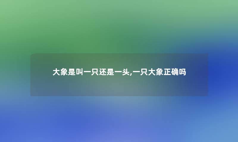 大象是叫一只还是一头,一只大象正确吗