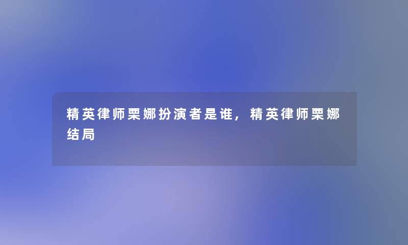 精英律师栗娜扮演者是谁,精英律师栗娜结局