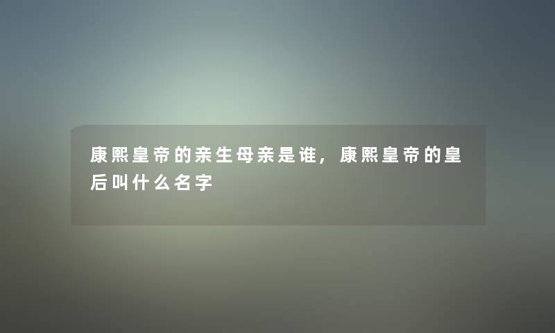 康熙皇帝的亲生母亲是谁,康熙皇帝的皇后叫什么名字