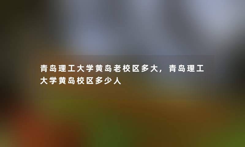 青岛理工大学黄岛老校区多大,青岛理工大学黄岛校区多少人