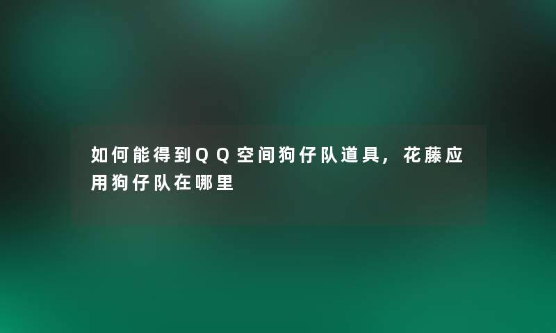 如何能得到QQ空间狗仔队道具,花藤应用狗仔队在哪里