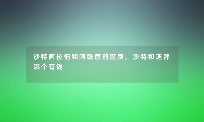 沙特阿拉伯和阿联酋的区别,沙特和迪拜哪个有钱