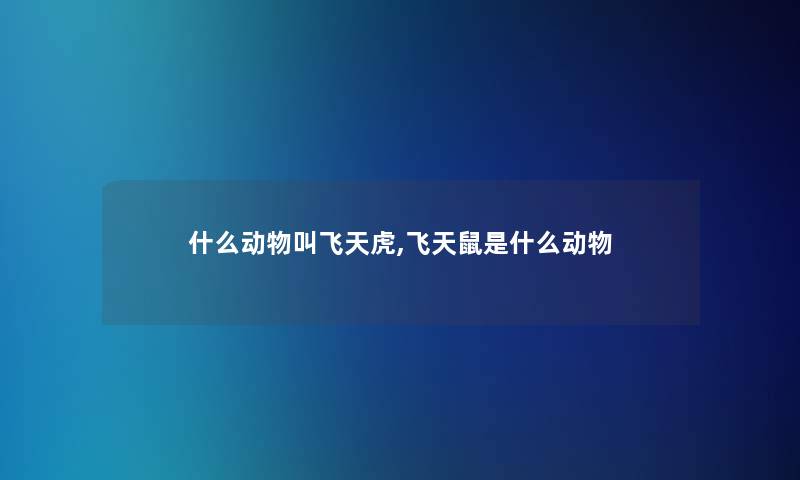 什么动物叫飞天虎,飞天鼠是什么动物