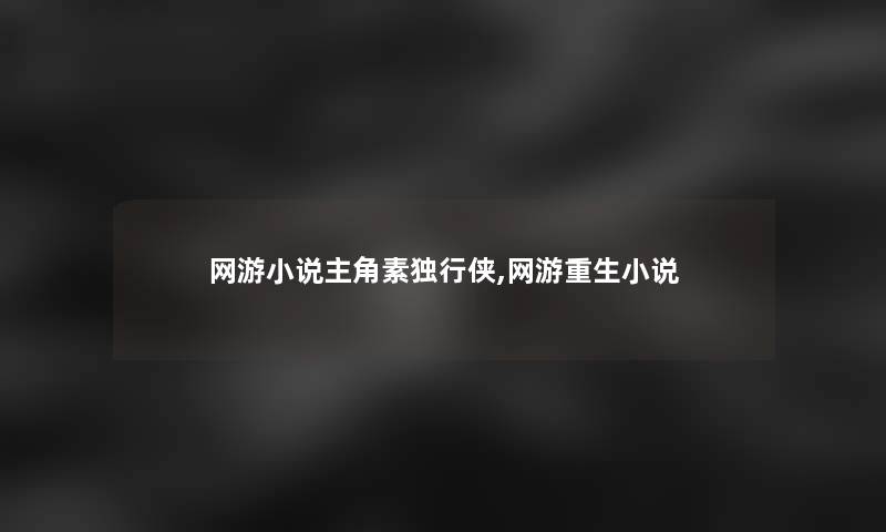 网游小说主角素独行侠,网游重生小说