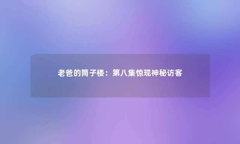 老爸的筒子楼：第八集惊现神秘访客