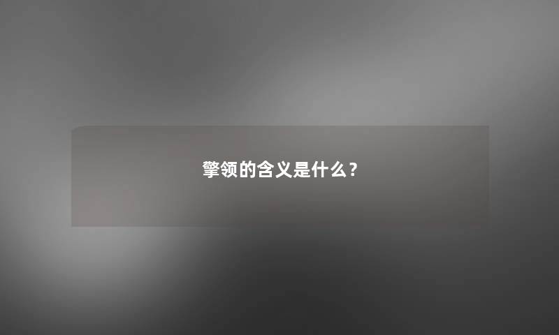 擎领的含义是什么？