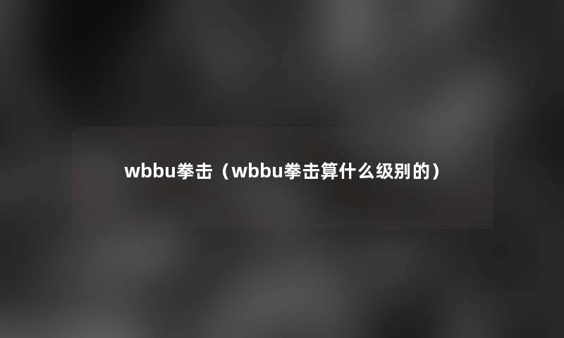 wbbu拳击（wbbu拳击算什么级别的）