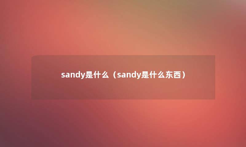 sandy是什么（sandy是什么东西）