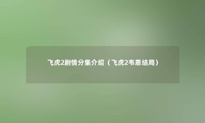 飞虎2剧情分集介绍（飞虎2韦恩结局）