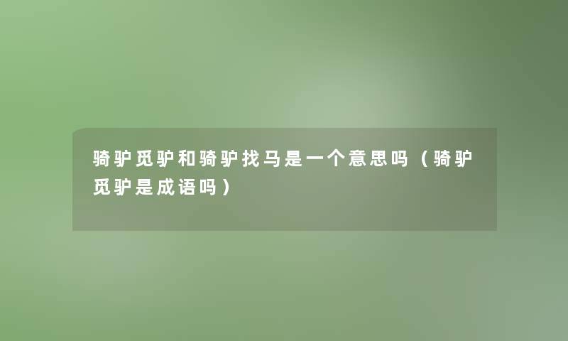 骑驴觅驴和骑驴找马是一个意思吗（骑驴觅驴是成语吗）