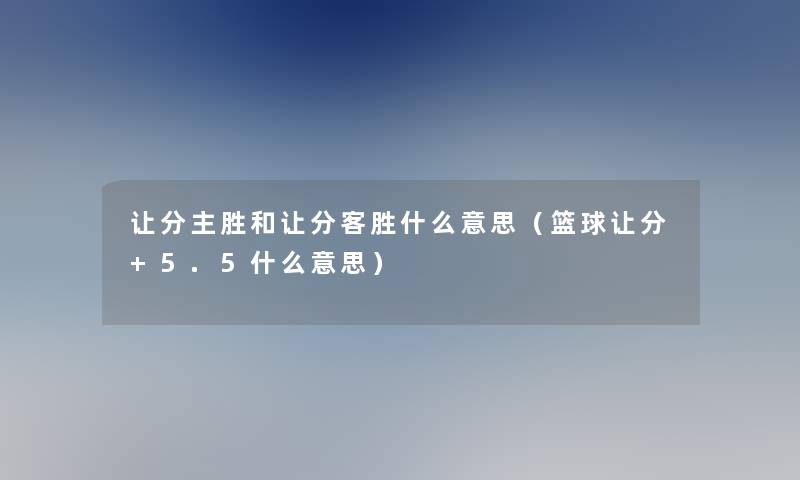 让分主胜和让分客胜什么意思（篮球让分+5.5什么意思）