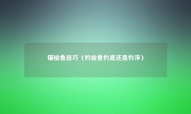 锚梭鱼技巧（钓梭鱼钓底还是钓浮）