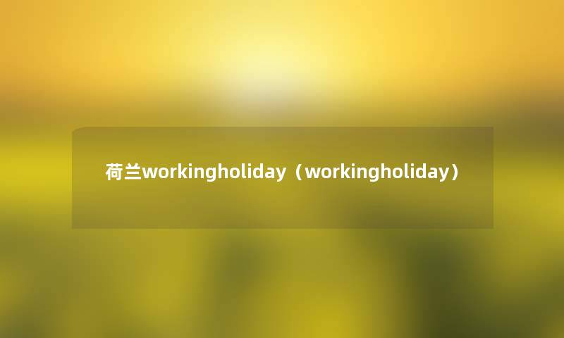 荷兰workingholiday（workingholiday）