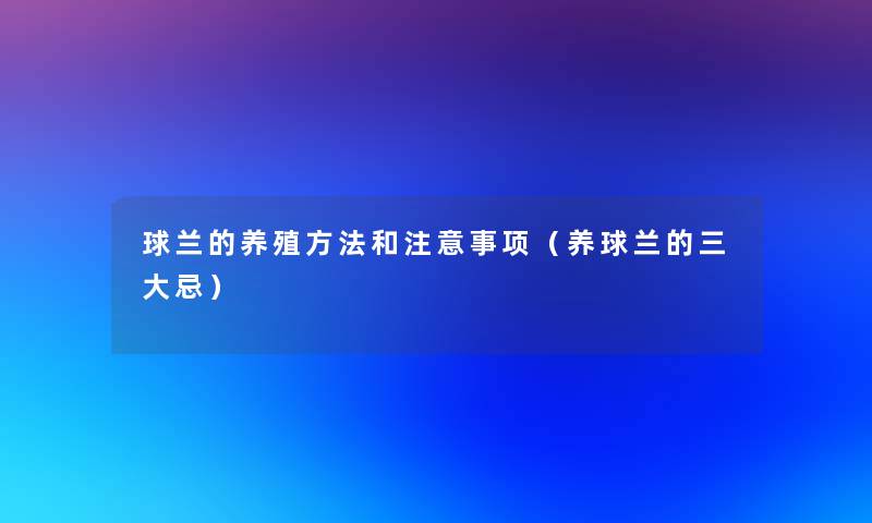 球兰的养殖方法和事项（养球兰的三大忌）