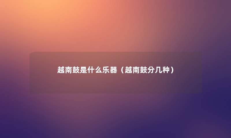 越南鼓是什么乐器（越南鼓分几种）