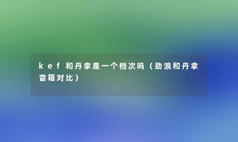 kef和丹拿是一个档次吗（劲浪和丹拿音箱对比）