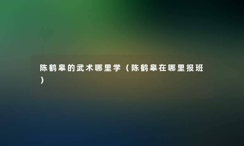 陈鹤皋的武术哪里学（陈鹤皋在哪里报班）