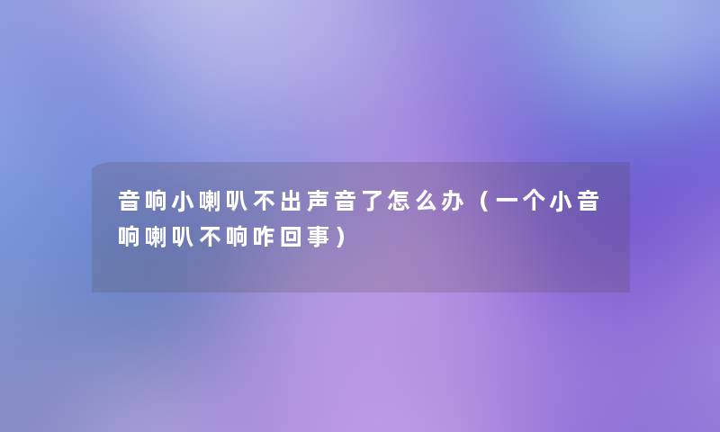 音响小喇叭不出声音了怎么办（一个小音响喇叭不响咋回事）