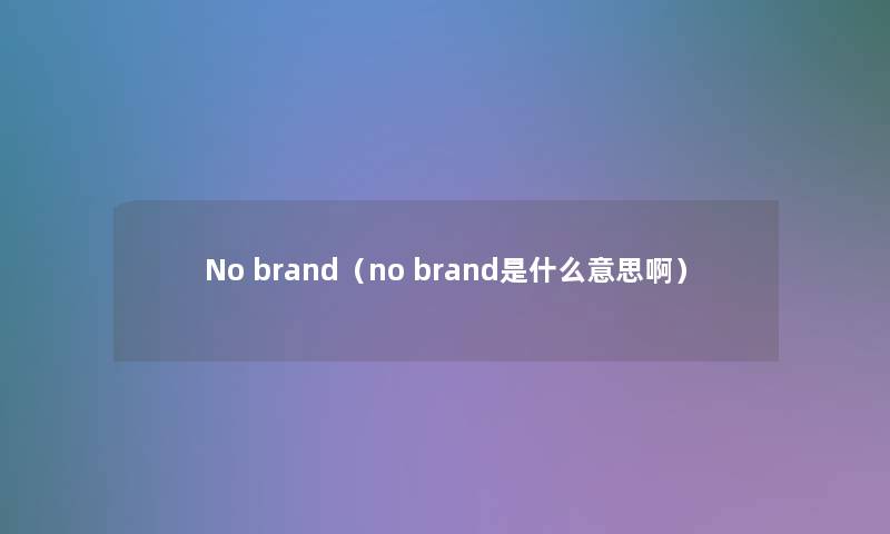 No brand（no brand是什么意思啊）