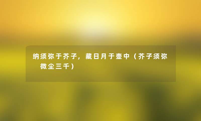 纳须弥于芥子,藏日月于壶中（芥子须弥 微尘三千）