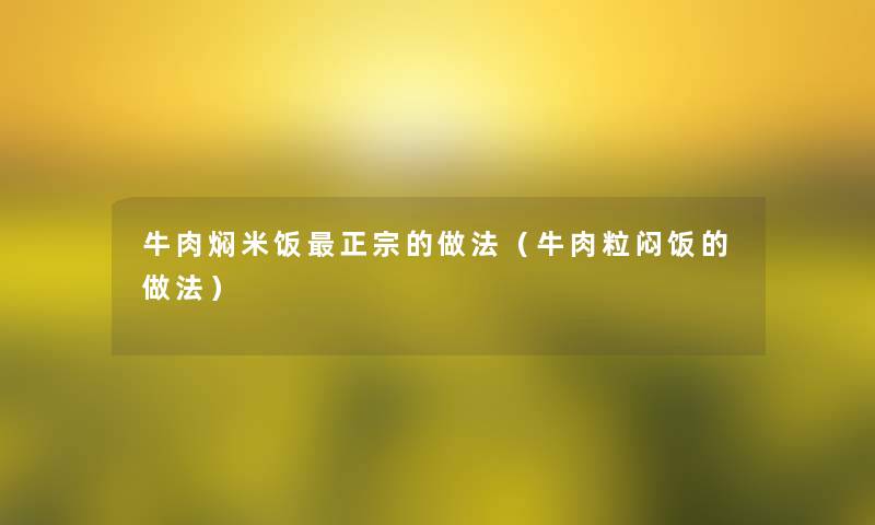 牛肉焖米饭正宗的做法（牛肉粒闷饭的做法）