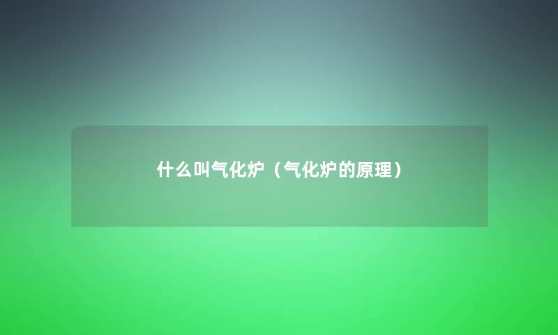 什么叫气化炉（气化炉的原理）