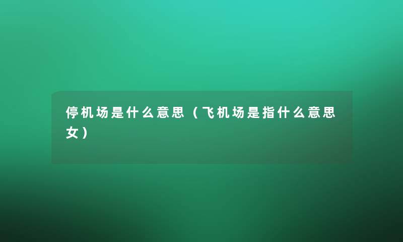 停机场是什么意思（飞机场是指什么意思女）