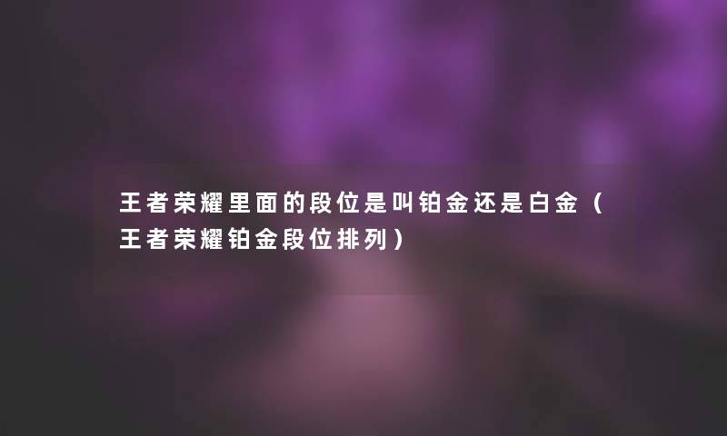 王者荣耀里面的段位是叫铂金还是白金（王者荣耀铂金段位排列）