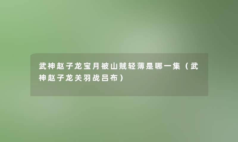 武神赵子龙宝月被山贼轻薄是哪一集（武神赵子龙关羽战吕布）