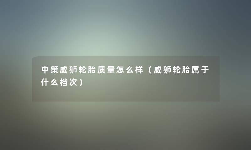 中策威狮轮胎质量怎么样（威狮轮胎属于什么档次）