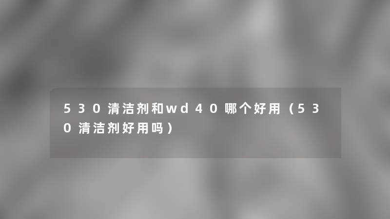 530清洁剂和wd40哪个好用（530清洁剂好用吗）