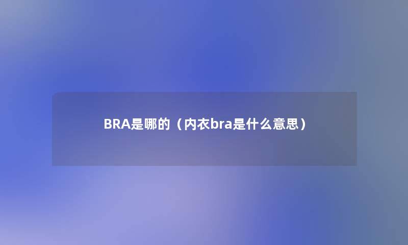 BRA是哪的（内衣bra是什么意思）