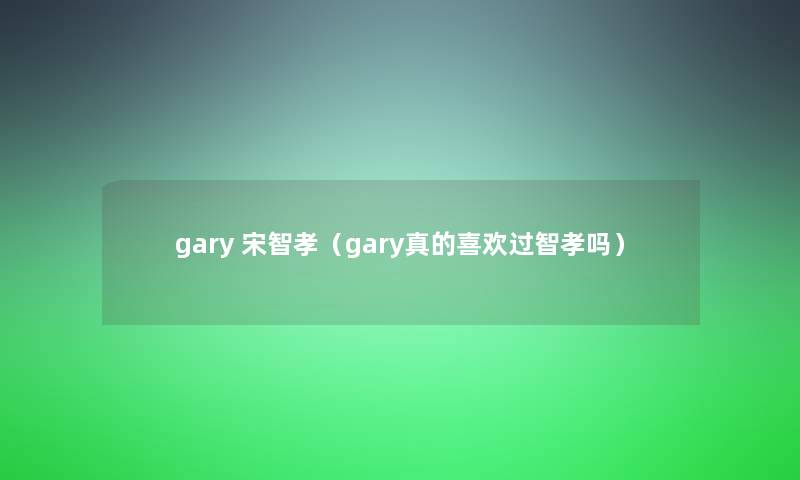 gary 宋智孝（gary真的喜欢过智孝吗）