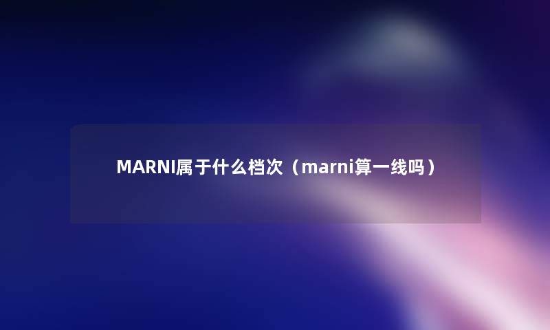 MARNI属于什么档次（marni算一线吗）