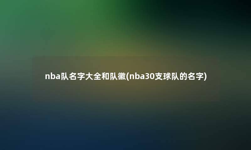 nba队名字大全和队徽(nba30支球队的名字)