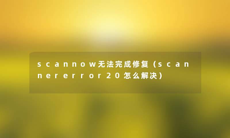 scannow无法完成修复（scannererror20怎么解决）