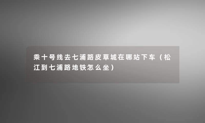 乘十号线去七浦路皮草城在哪站下车（松江到七浦路地铁怎么坐）