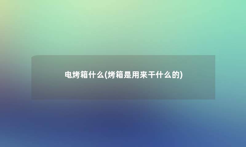 电烤箱什么(烤箱是用来干什么的)