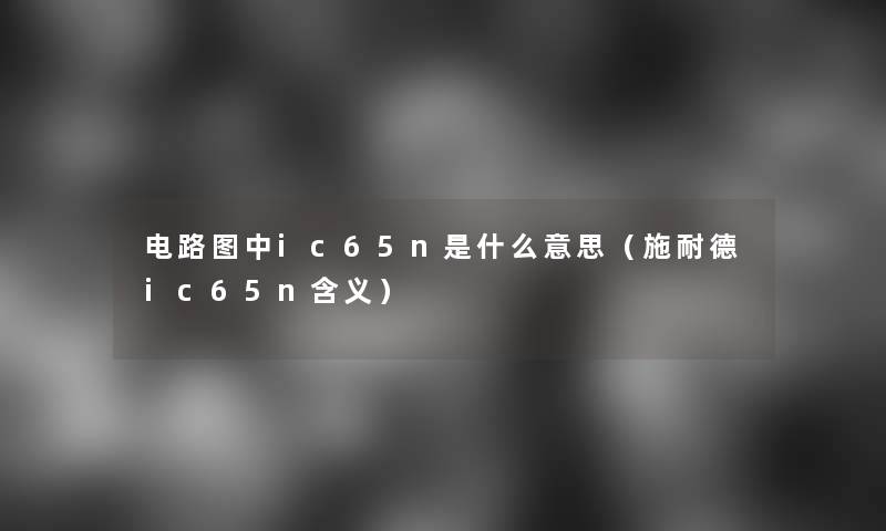 电路图中ic65n是什么意思（施耐德ic65n含义）