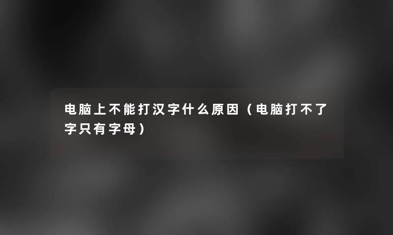 电脑上不能打汉字什么原因（电脑打不了字只有字母）