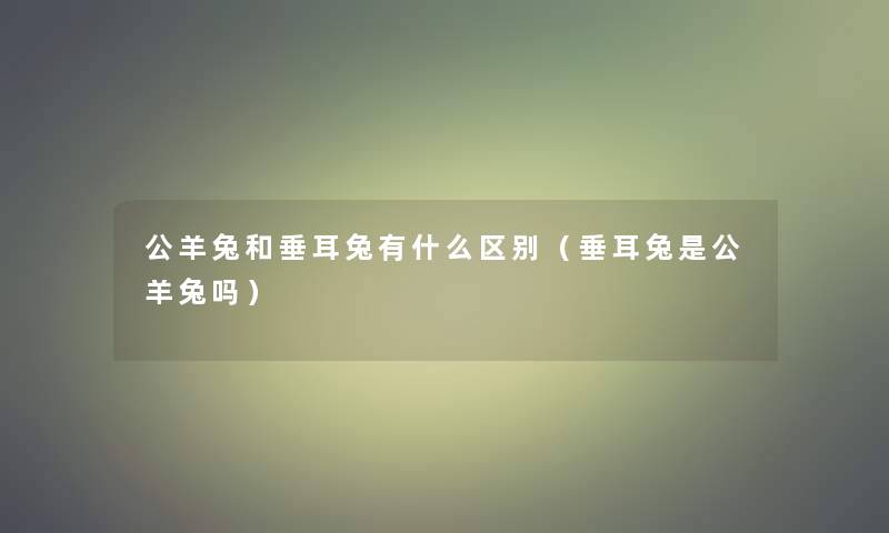 公羊兔和垂耳兔有什么区别（垂耳兔是公羊兔吗）