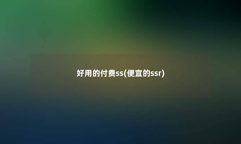 好用的付费ss(便宜的ssr)