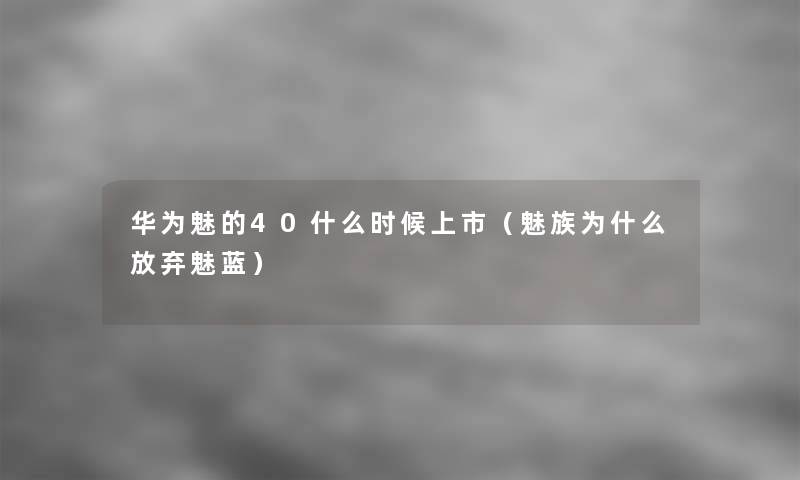 华为魅的40什么时候上市（魅族为什么放弃魅蓝）