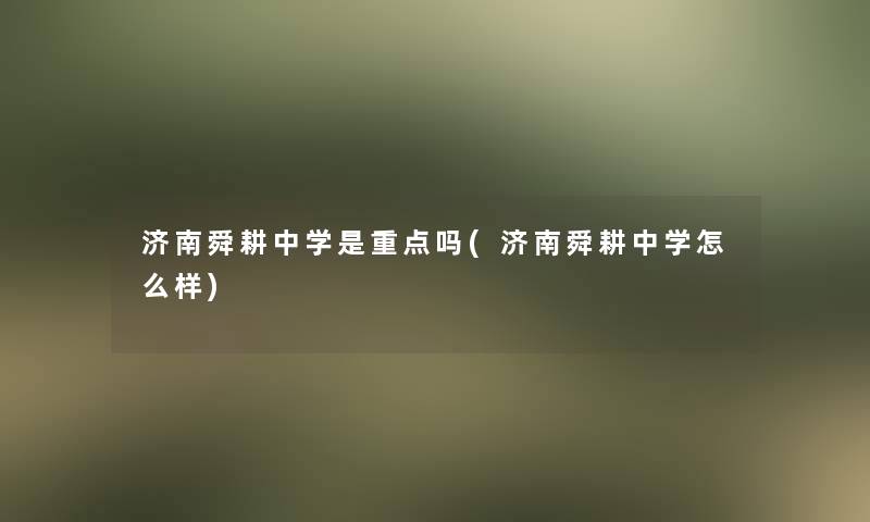 济南舜耕中学是重点吗(济南舜耕中学怎么样)