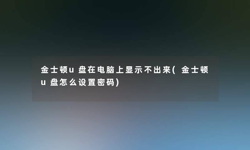 金士顿u盘在电脑上显示不出来(金士顿u盘怎么设置密码)