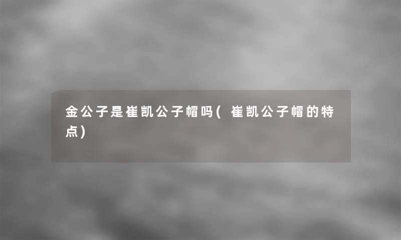 金公子是崔凯公子帽吗(崔凯公子帽的特点)